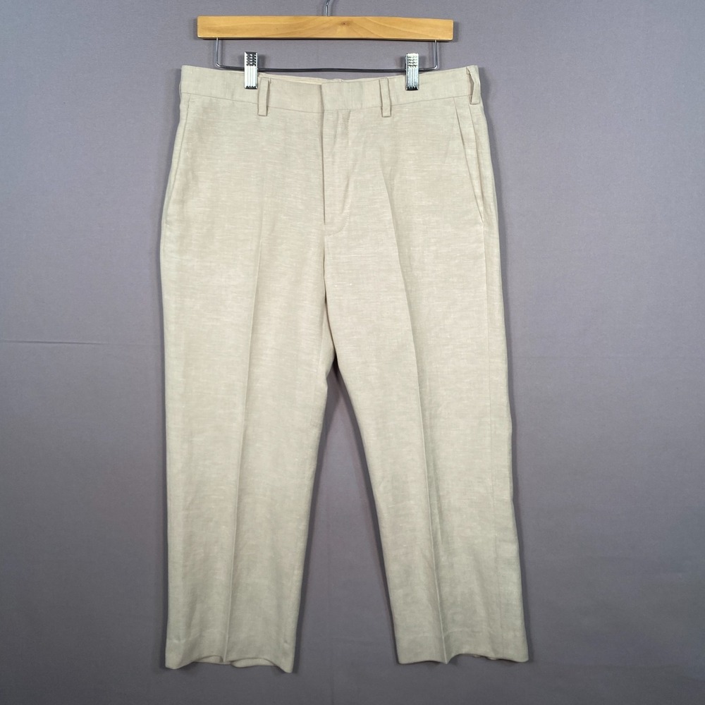 Cubavera Mens Ivory Linen Blend Straight Leg Dress Pants 32x25 (Tag 32x30)